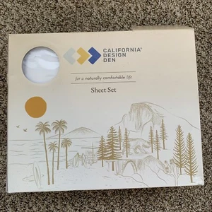 California Design Den Twin Sheet Set Bright White 100% Cotton Sateen Weave Read - Picture 1 of 18