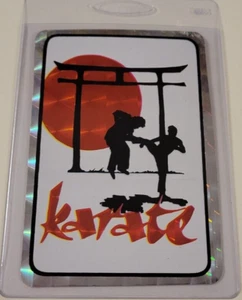 KARATE Red Sun MARTIAL ARTS 1980's PRISMATIC Prism VENDING MACHINE STICKER CARD - Picture 1 of 3
