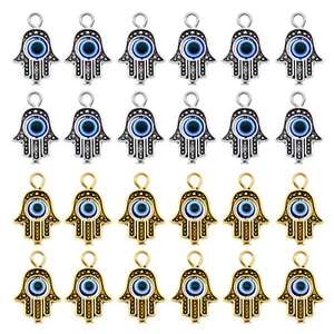 Wholesale Gold/Silver Hamsa Hand w/ Evil Eye Pendant for Necklace Bracelet 16pcs - Picture 1 of 7