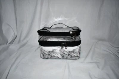 MKPCW Makeup Bag Double layer Travel Cosmetic Case in White marble NEW - Image 1 of 4