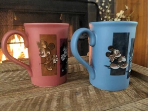 2 Walt Disney World Coffee Cup Faces of Minnie Mickey Tea Mug Pink Ceramic EUC - Picture 1 of 6