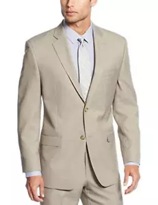 Traje Sean John Classic Fit marrón topo tejido escalonado dos botones frente plano - Imagen 1 de 3
