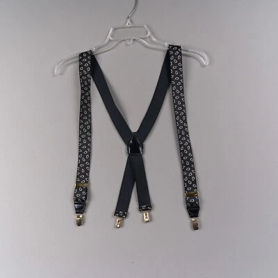 Tirantes CAS Alemania Occidental Cuero Paisley Negro Elástico Dorado Clips Foto 1 de 4