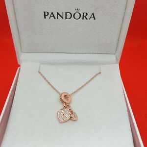 Pandora Rose Gold Love Locks Heart Necklace.