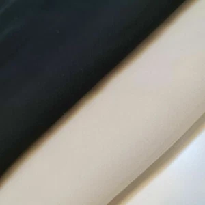 Chiffon Cream / Black Crepe Material Sheer Drape Dress Craft Wedding Fabric 58" - Picture 1 of 5
