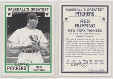 1982 TCMA Baseball's Greatest Pitchers White Back Red Ruffing (No MLB Logo) HOF