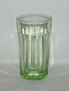 Anchor Hocking Glass PILLAR OPTIC "Log Cabin" Green Large Flat Tumbler - Picture 1 of 1