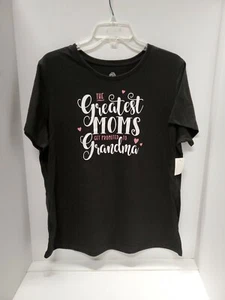 Womens Black "The Best Moms Get Promoted to Grandma" T-Shirt Tee Shirt Top - Picture 1 of 6