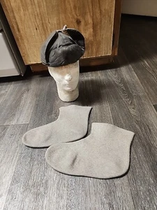 ORIGINAL German Blue Gray Winter Hat & Felt Winter Boot Inserts - Picture 1 of 7