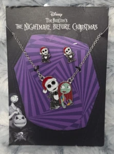 Juego de collar y pendientes Disney Tim Burton Pesadilla antes de Navidad lindo gótico - Imagen 1 de 2