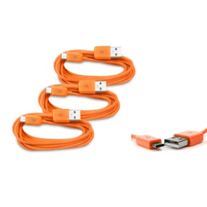 3X 3FT MICRO USB DATA SYNC CHARGER CABLE ORANGE DROID HTC EVO ONE NEXUS 7 KINDLE - Picture 1 of 1