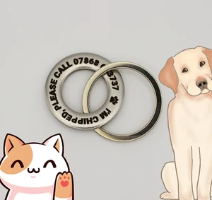 Personalisierte Haustier Disc Hund Ausweis Etikett Edelstahl Waschmaschine Laser gravierte Ring Etiketten - Bild 1 von 4