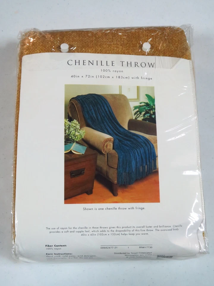 Chenille Throw Blanket (beige)  40" x 72" with Fringe [NEW] - Image 1 of 2