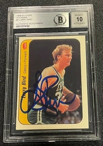 LARRY BIRD SIGNED 1986 FLEER STICKERS CARD #2 BECKETT GEM MINT AUTO GRADE 10 782 - Picture 1 of 2