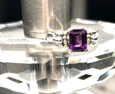 ЛАГОС икры ледник аметист серебро 18K золото кольцо размер 9 новый - Изображение 1 из 4