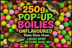 250g POPUP BOILIES 10mm TO 15mm LIQUID DPMT & BETAINE MIX- RESELLERS - CUSTOM - - Picture 1 of 9