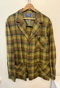 Vintage 50er 60er Pendleton kariert 3 Taschen Knopfleiste Chore Blazer Mantel Jacke Wolle - Bild 1 von 13