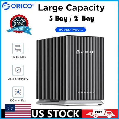 ORICO 5 Bay Type-C Storage Enclosure 3.5" HDD for Mac and PC DAS Solution 110TB - Image 1 of 4