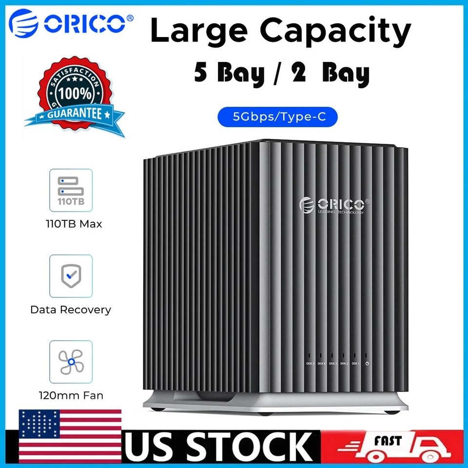 ORICO 5 Bay Type-C Storage Enclosure 3.5" HDD for Mac and PC DAS Solution 110TB - Image 1 of 4