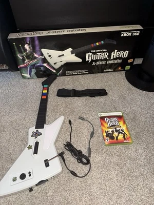 Guitar Hero Xplorer Guitar Xbox 360 Red Octane White Wired Model No USB - Image 1 of 2