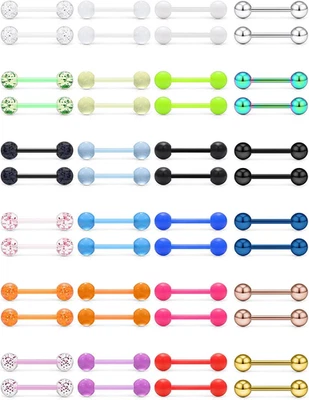 14G соски кольца акрил Bioflex гибкий из нержавеющей стали язык кольцо соски - Изображение 1 из 2