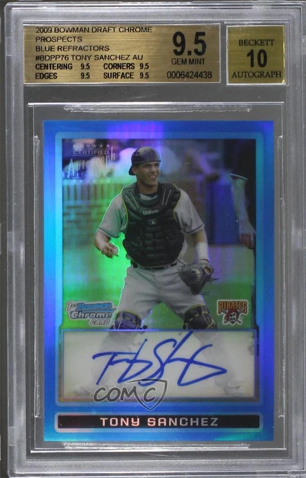 2009 Bowman Draft Prospects Chrome Blue Refractor Tony Sanchez BGS 9.5 GEM MINT - Image 1 of 2