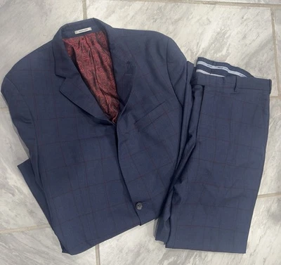 Traje chaqueta e parte inferior Peter Millar para hombre azul a cuadros talla 42T 100 % lana Foto 1 de 4