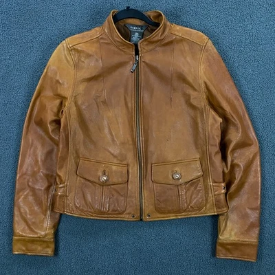 Женские кожаные куртки George средний размер Moto авиатор пилот полет мотоциклист коньяк винтажные - Изображение 1 из 4