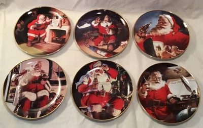 6 Coca Cola Santa Claus Christmas Plates Franklin Mint 1994 Limited Edition - Image 1 of 4