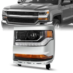 For 2016 2017 2018 2019 Chevy Silverado 1500 HID Headlight Left Side LED DRL - Picture 1 of 11