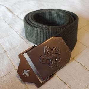 Boy Scouts Of America BSA Belt Buckle and 42” Official Green Canvas Belt - Picture 1 of 6