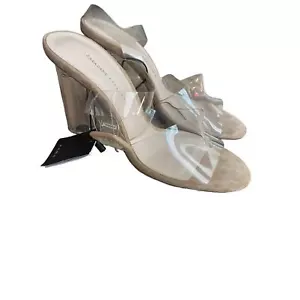 Zara NUEVO CON ETIQUETAS Tacones Bloque Transparente Gamuza Neutra Talla 9 - Imagen 1 de 7