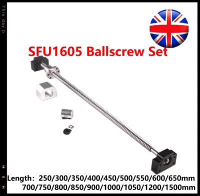SFU1605-250mm~1500mm CNC Ball Screw Set & Ballnut Housing & BK/BF12 & Coupler - Image 1 of 4