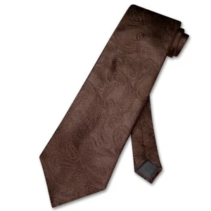 COVONA Men's NeckTie CHOCOLATE BROWN Color PAISLEY Mens Neck Tie for Tux or Suit - Picture 1 of 2