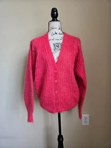 Chance Encounters mohair blend cardigan pink vintage womens S petite chunky - Picture 1 of 9