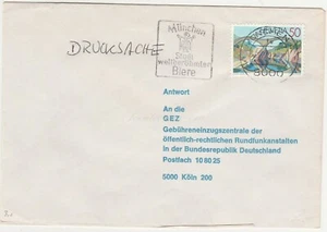 Cubierta Suiza, 1992. Munchen to Koln. GEZ centro de cobro de tarifas radiodifusión K - Imagen 1 de 2