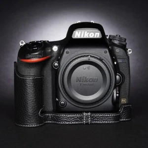 Custodia mezza fotocamera in vera pelle fatta a mano per Nikon D850 D750 - Foto 1 di 23