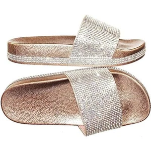 8.5 Rhinestone Glitter Slide Slip On Flatform Footbed Sandal Slippers NIB - Picture 1 of 5