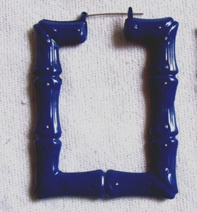 Große marineblaue rechteckige quadratische Bambus Creolen 3" Verschluss verstellbar Türklopfen - Bild 1 von 3