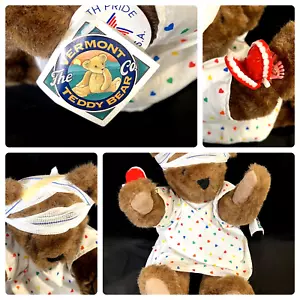 De colección 1993 Vermont Oso de Peluche Articulado Hospital Vestido Vendaje Dientes Nuevo con Etiquetas Video - Imagen 1 de 7
