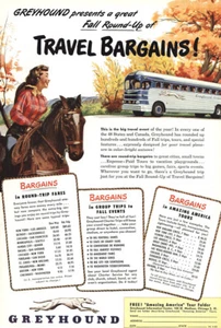 1950 Greyhound: Fall Round Up Cowgirl Vintage Print Ad - Picture 1 of 1