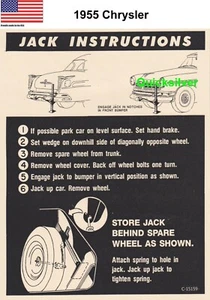 1955 Chrysler Concourse Jacking Instructions NEW MoPar USA FC1J26 - Picture 1 of 2