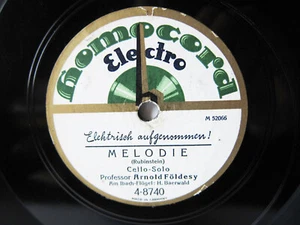 78rpm PROF. ARNOLD FOLDESY Cello - RUBINSTEIN Melodie - HOMOCORD 1926 - Imagen 1 de 2