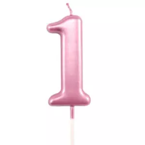 1st Birthday Candle First Year Pink Happy Birthday Number One Candles For Cake T - Picture 1 of 9