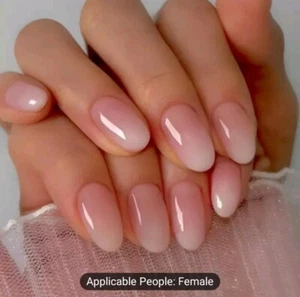 Natural Delicate Beautiful Do-It-Yourself False Nails - Pink with White 24pcs - Picture 1 of 9