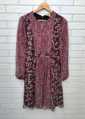 Vestido Burberry Brit para mujer floral de gasa con ribete de cuero línea A multicolor talla 10 Foto 1 de 4