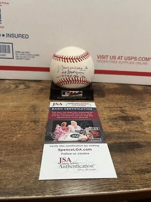 MAURY WILLS Signed OMLB Baseball  WITH STATS JSA AX18966 - Image 1 of 2