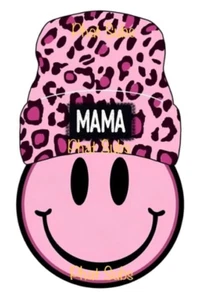 Sublimation Print Mama Smiley Face w Beanie Ready To Press Heat Transfer - Bild 1 von 1
