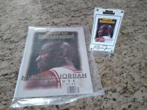 1999 MJ LimEd #9/23,000 SI Tribute 24K Signature Card and matching SI Magazine - Picture 1 of 6