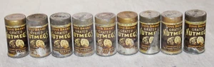 ANTIQUE DOVE BRAND NUTMEGS FRANK TEA SPICE TIN LITHO CAN CINCINNATI  LOT OF 9 - Picture 1 of 10